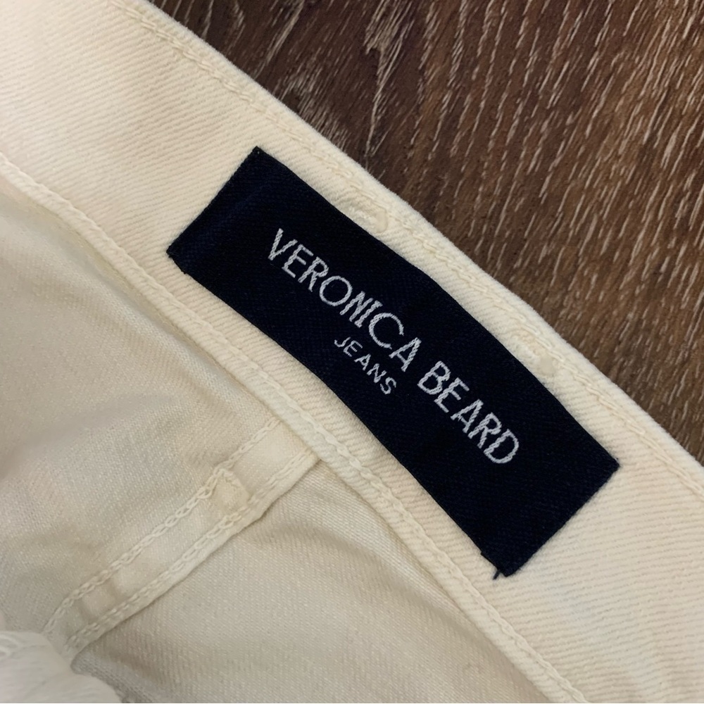Veronica Beard Carson High Rise Ankle Flare Jeans in Ecru 31 - Picture 7 of 9